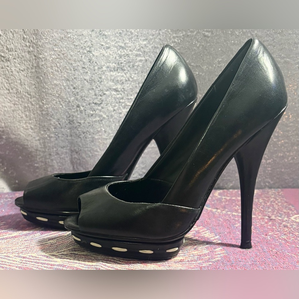 Blake Scott Black Peep-Toe Stilettos